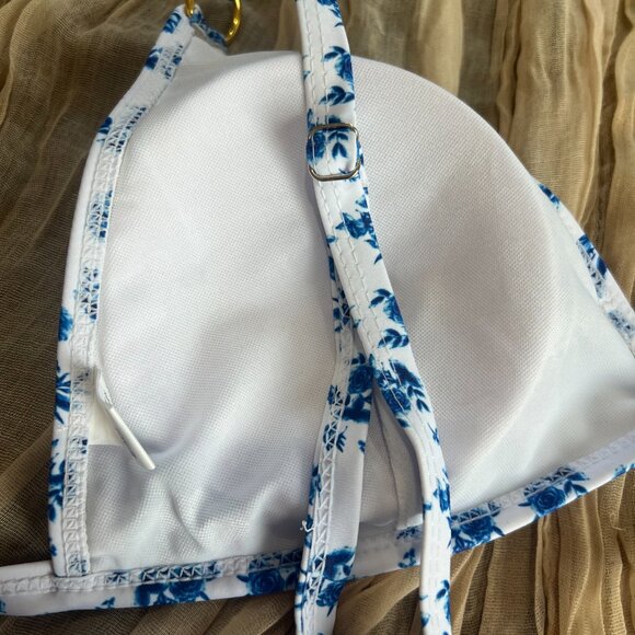 SHENHE Women's 2 Piece Floral High Cut Ring Linked Triangle Bikini Swimsuit Bath - Picture 7 of 13